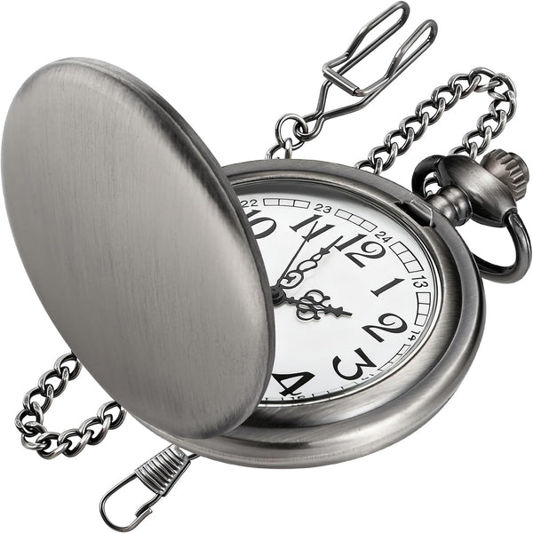 Smooth Black Quartz Pocket Watch for Men