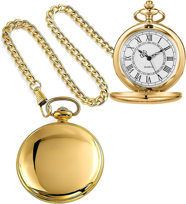 Smooth Alloy-Steel Quartz Pocket Watch