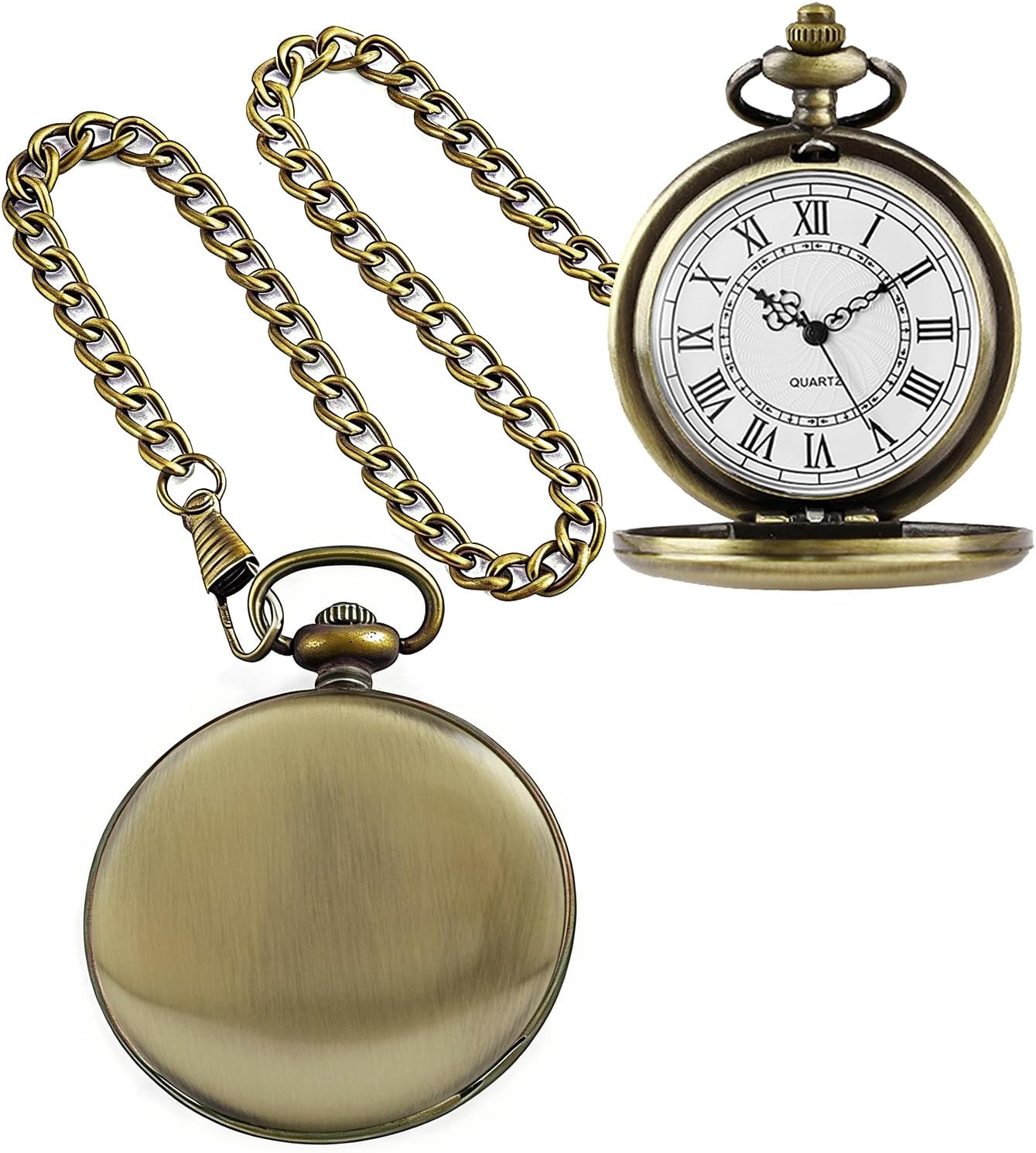 Smooth Pocket Watch Alloy Steel Quartz Roman/Arabic Numerals with 37cm