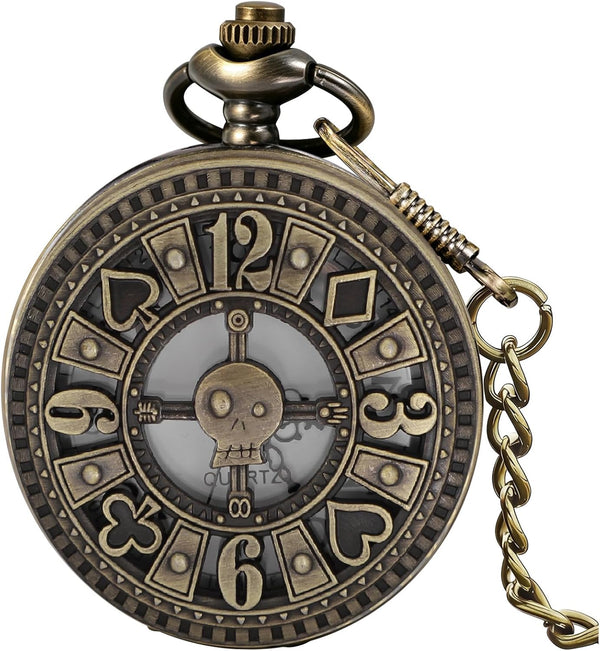 Dragon Design Quartz Pocket Watch Roman Numerals with Chain Birthdays