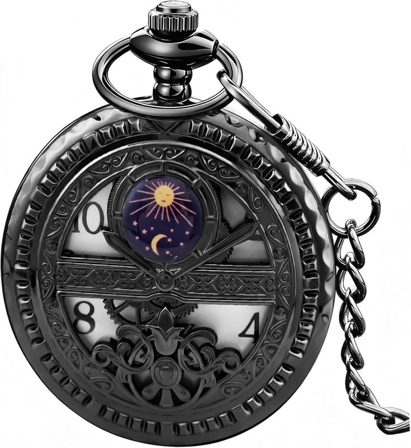 Dragon Design Quartz Pocket Watch Roman Numerals with Chain Birthdays