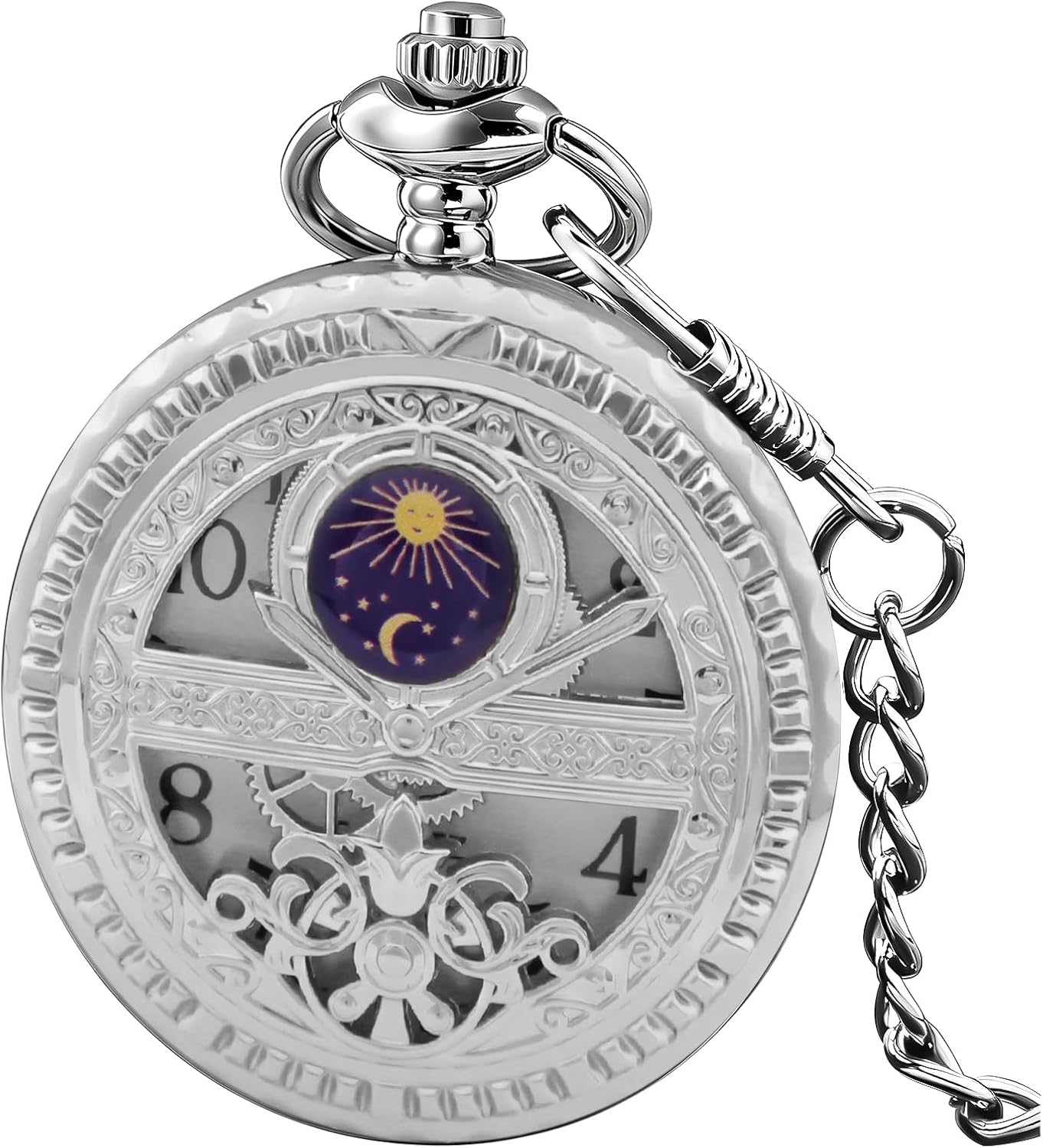 Dragon Design Quartz Pocket Watch Roman Numerals with Chain Birthdays