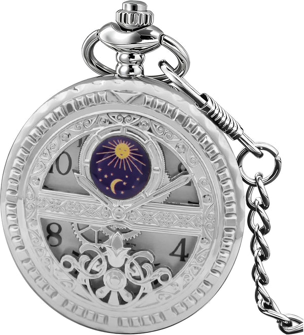 Dragon Design Quartz Pocket Watch Roman Numerals with Chain Birthdays