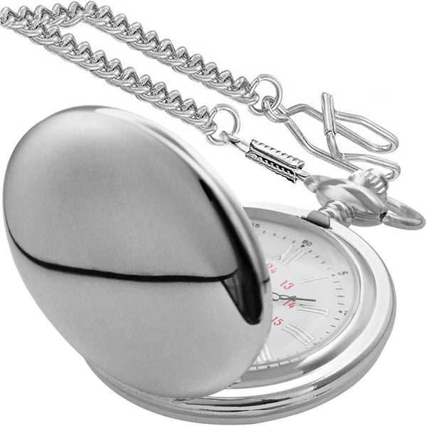 Smooth Alloy-Steel Quartz Pocket Watch