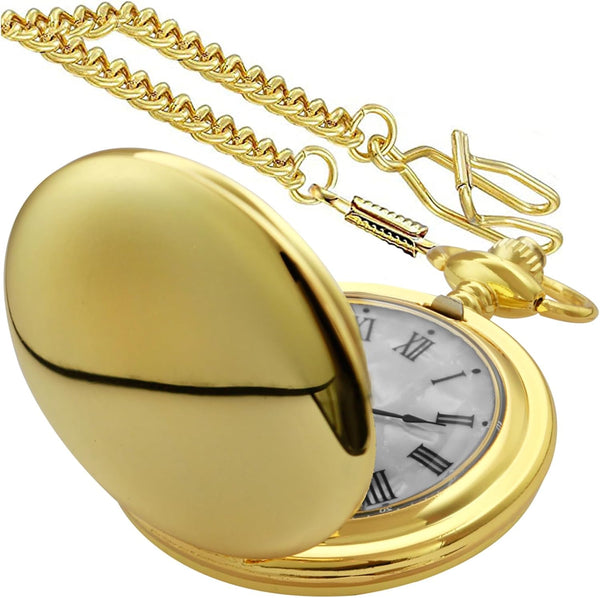 Smooth Alloy-Steel Quartz Pocket Watch