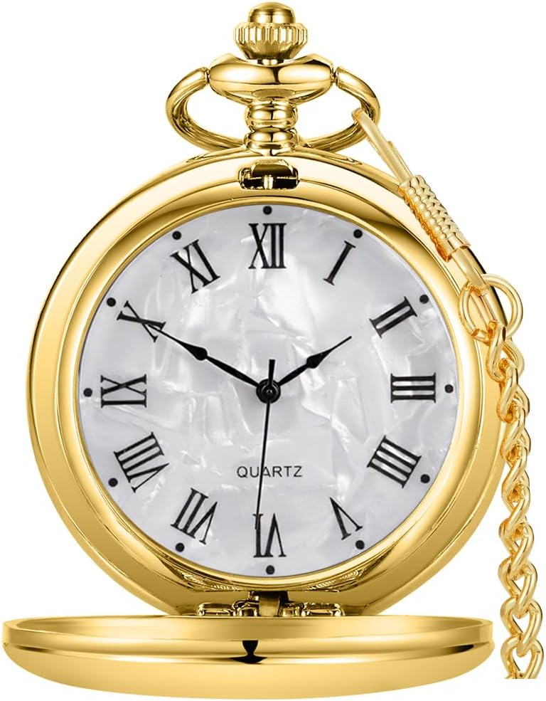 Smooth Pocket Watch Alloy Steel Quartz Roman/Arabic Numerals with 37cm