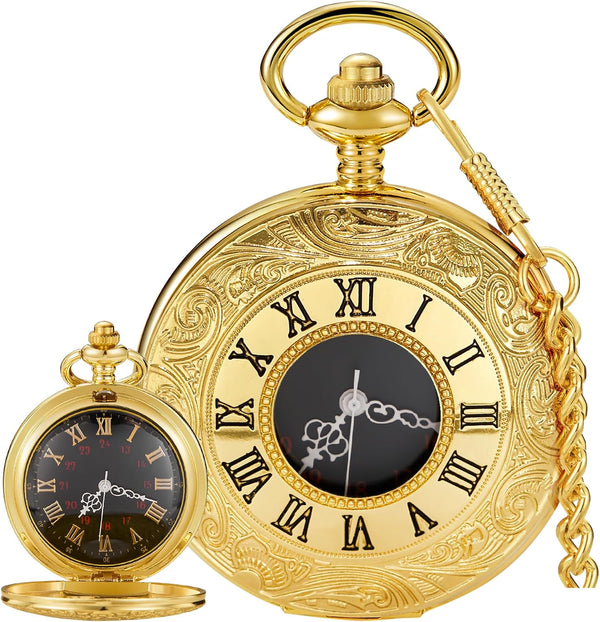 Starry Blue Roman Numeral Quartz Pocket Watch