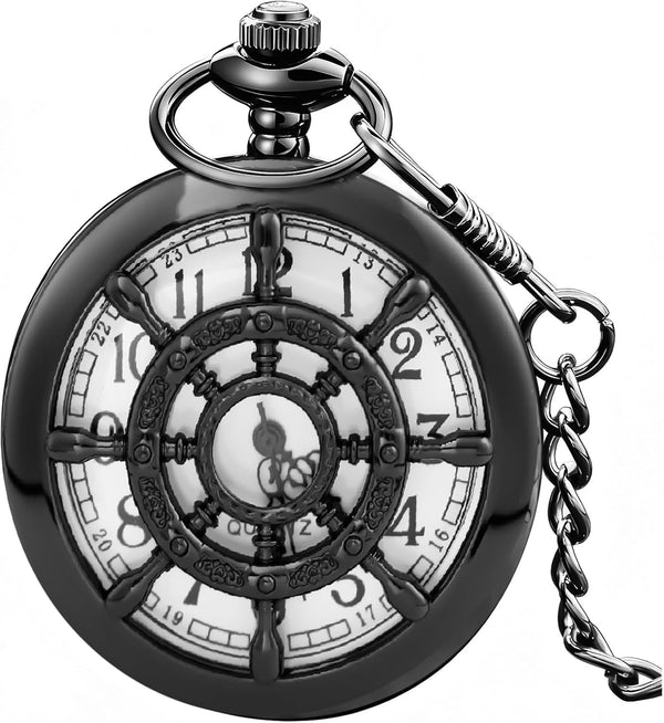 Dragon Design Quartz Pocket Watch Roman Numerals with Chain Birthdays