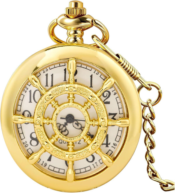 Dragon Design Quartz Pocket Watch Roman Numerals with Chain Birthdays