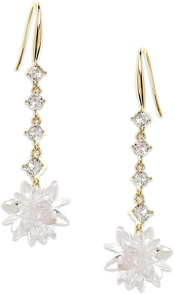 Gold Silver Small Hoop Dangle Earrings for Women, Trendy Dainty Rhinestone CZ Dangling Prom Wedding Leaf Flower Snowflake Butterfly Starfish Fashion Jewelry Gift