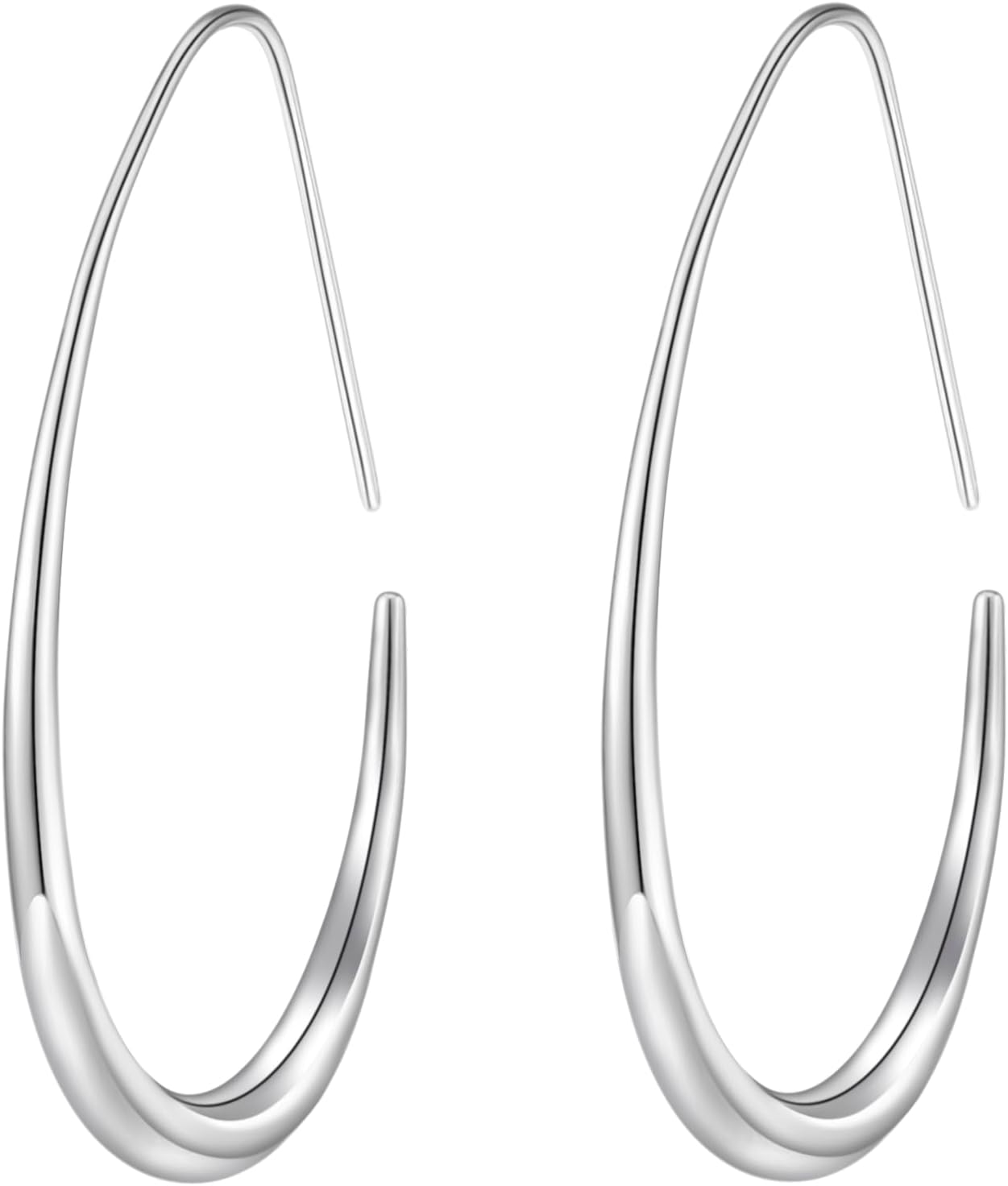 14k Plated Large Oval Pull-Through Hoop Earrings