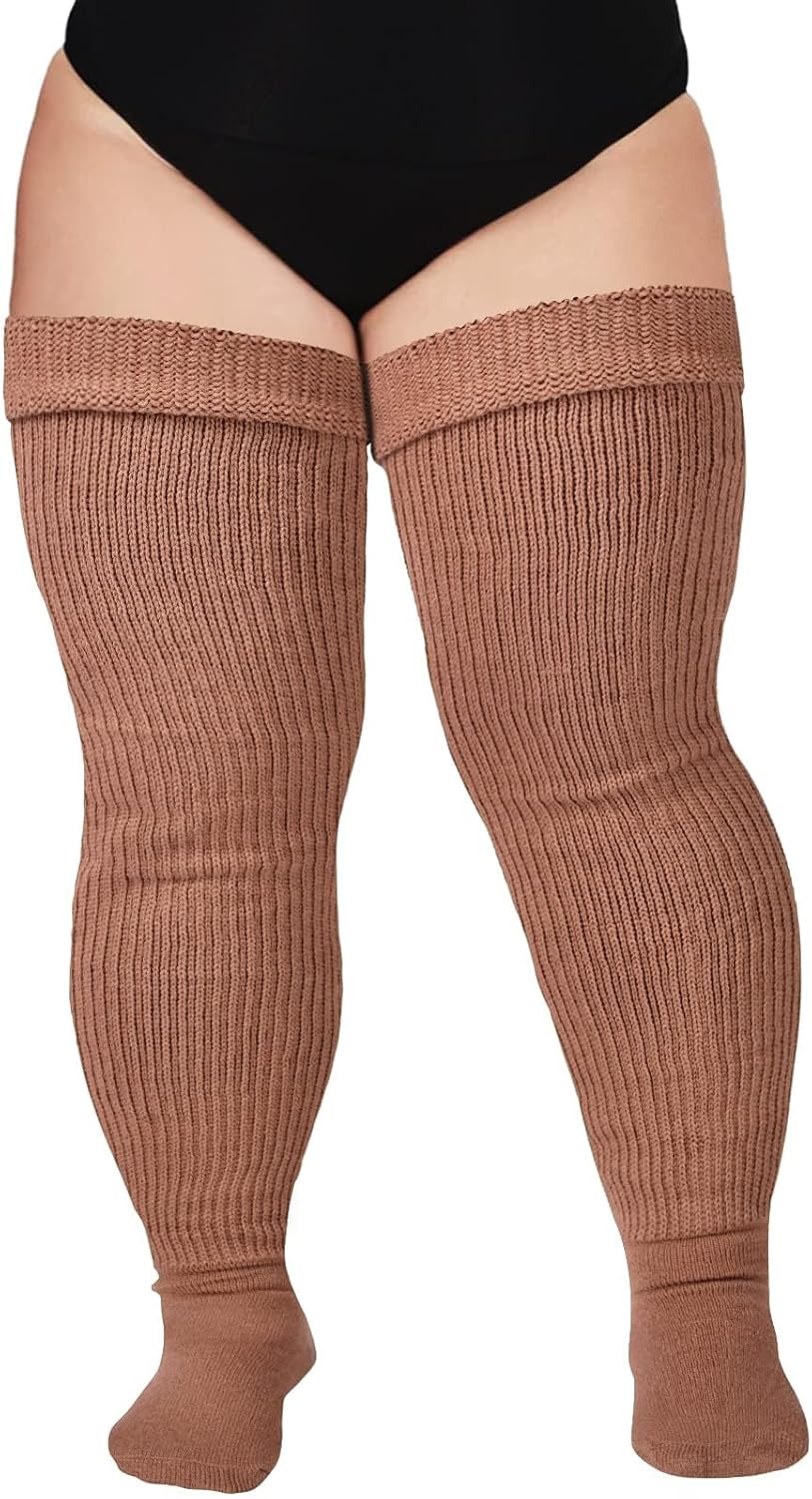 Moon Wood Plus Size Thigh High Socks for Thick Thighs- Women Extra Long Over the Knee Stockings- Halloween Socks Leg Warmers
