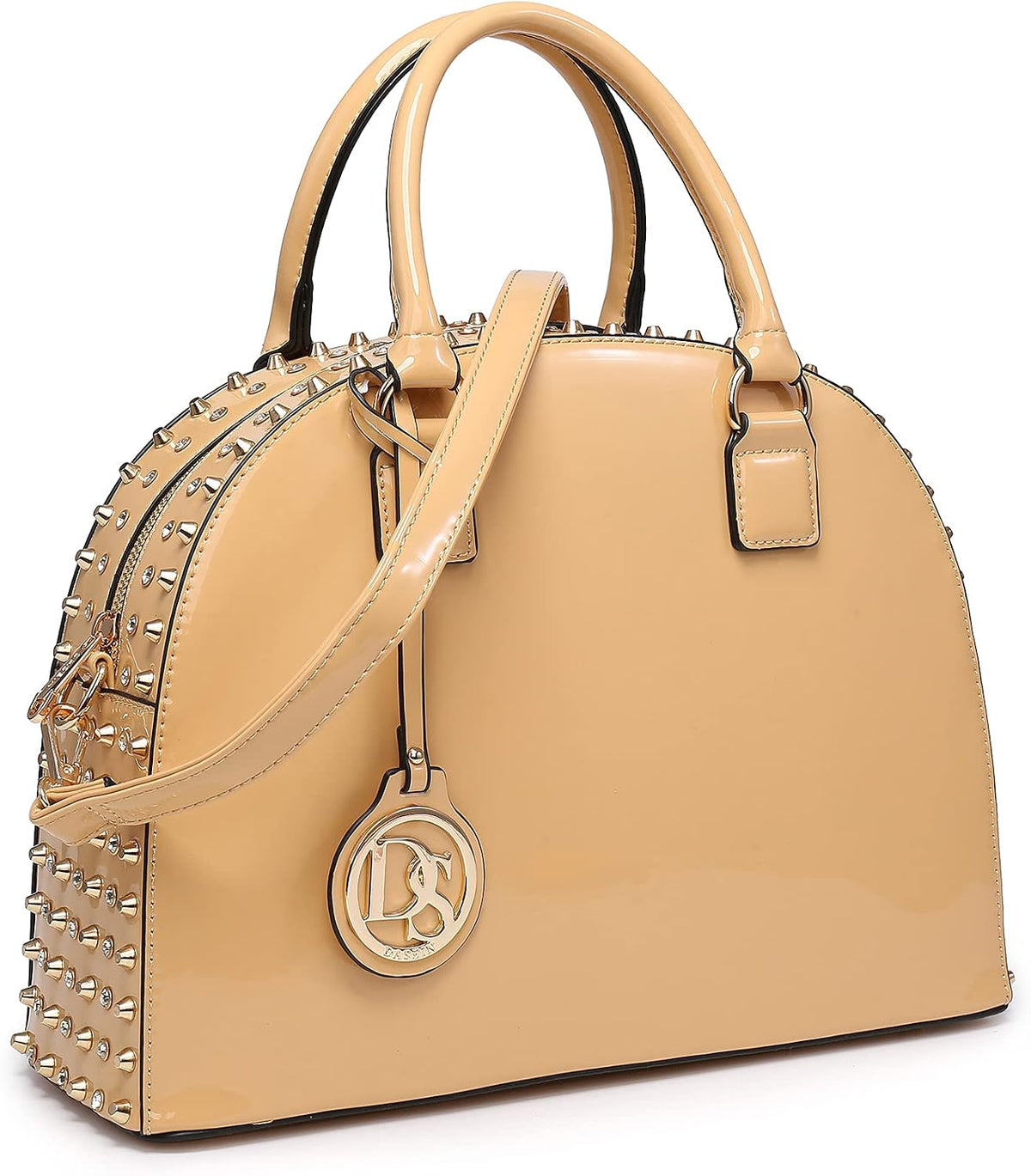 Dasein Patent Leather Dome Satchel — Structured Work Tote with Long Strap