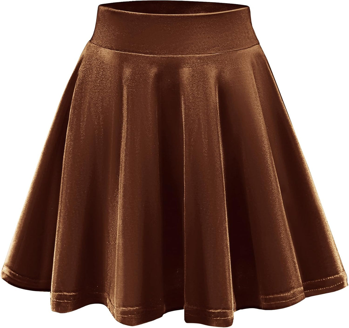 Urban CoCo Women's Crushed Velvet Mini Skater Skirt Pleated Stretchy A-Line