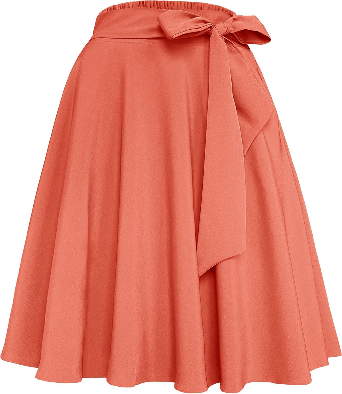 Womens Vintage High Waist A-Line Skater Skirt Flared Midi Skirt with Pockets