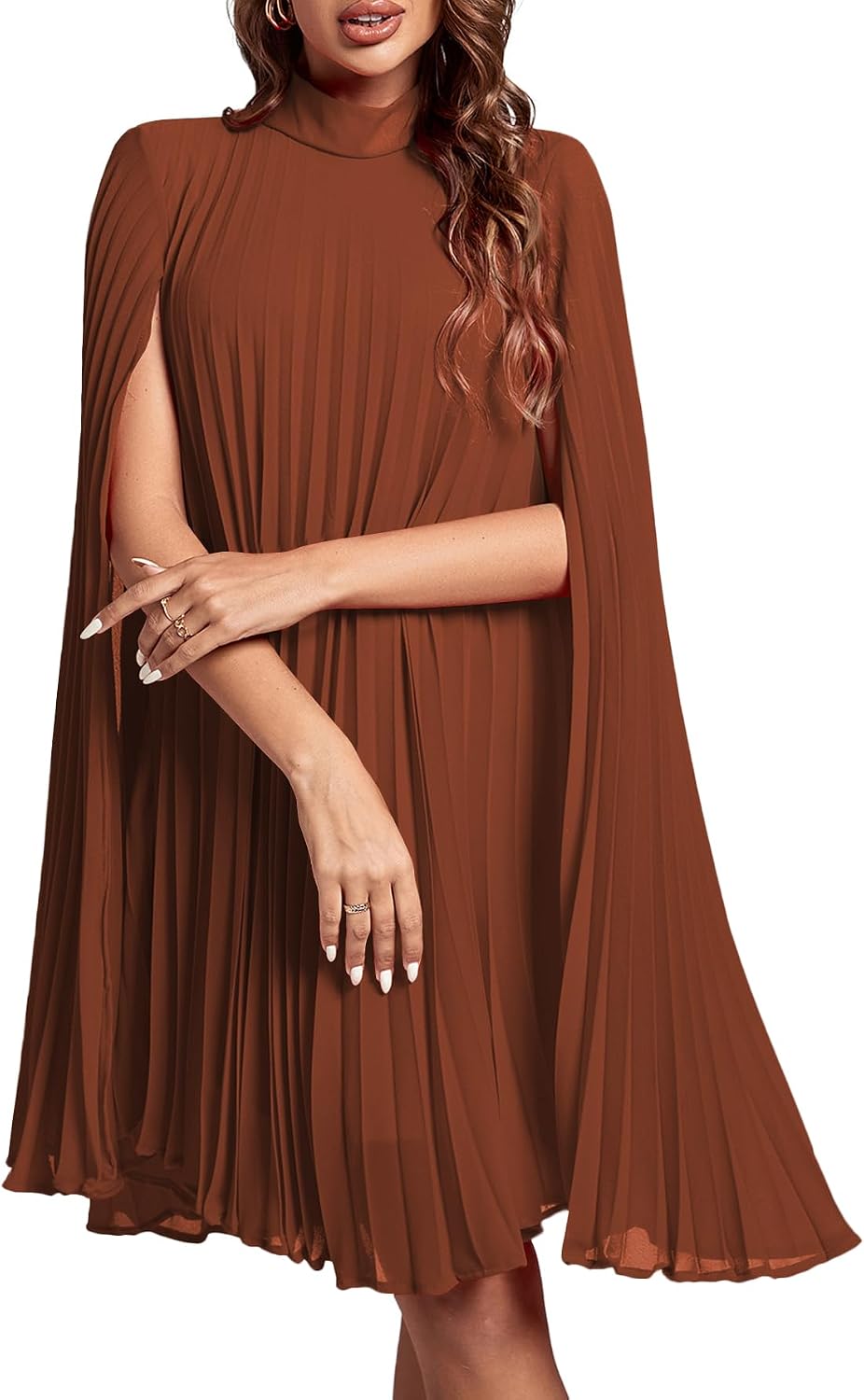 Women's Cloak Sleeve Party Midi Dress