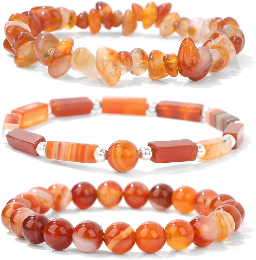 3Pcs Natural Stone Bracelets for Women 8mm Crystal Beaded Bracelets Handmade Stretch Bracelet Healing Crystal Jewelry for Women