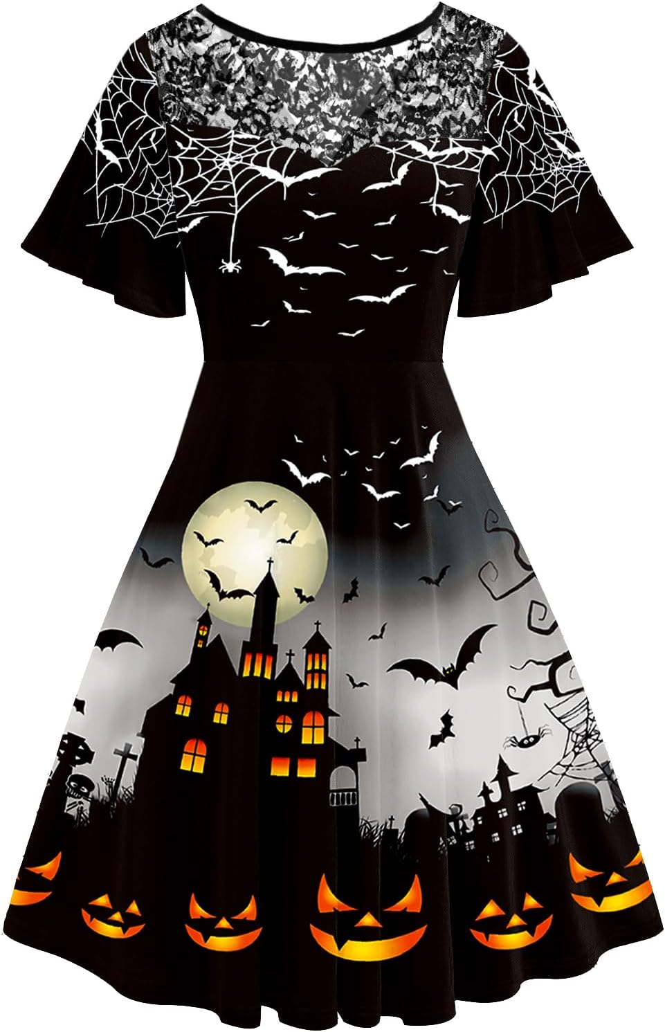 Women Halloween Dress Lace Flutter Sleeve A-Line Party Dresses Secondary image