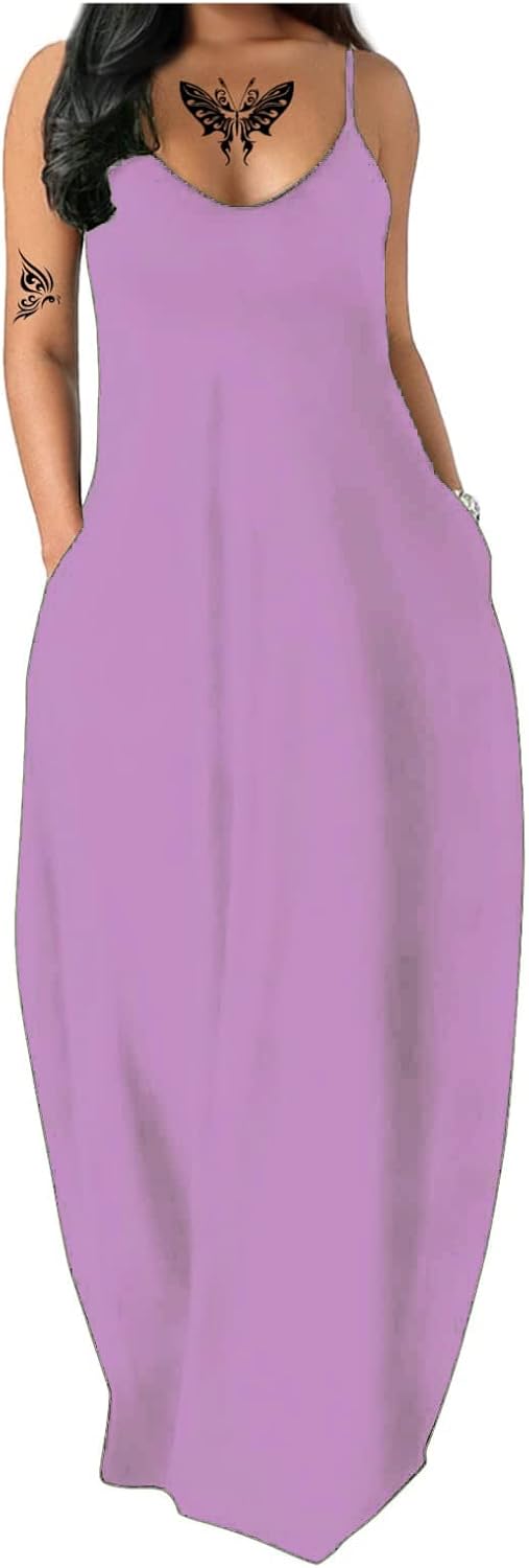 Women's Summer Maxi Long Dress Casual Boho Sleeveless Strap