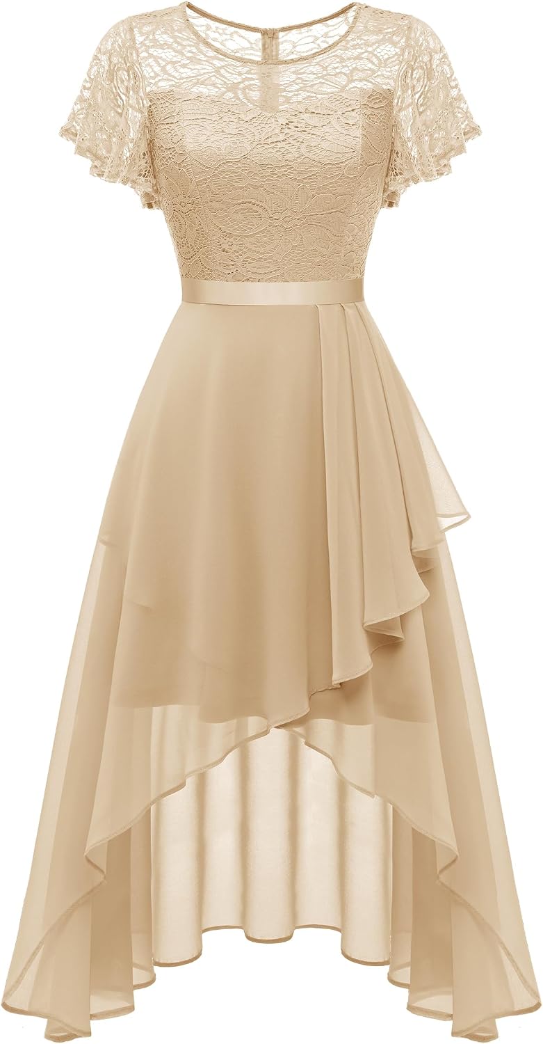 Wedtrend Women's Formal Wedding Guest Dress Ruffle Bridesmaid Dress Flutter Sleeve Prom Dresses for Teens