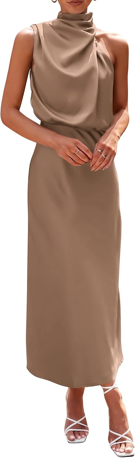 PRETTYGARDEN Women's Summer Satin Maxi Cocktail Dress