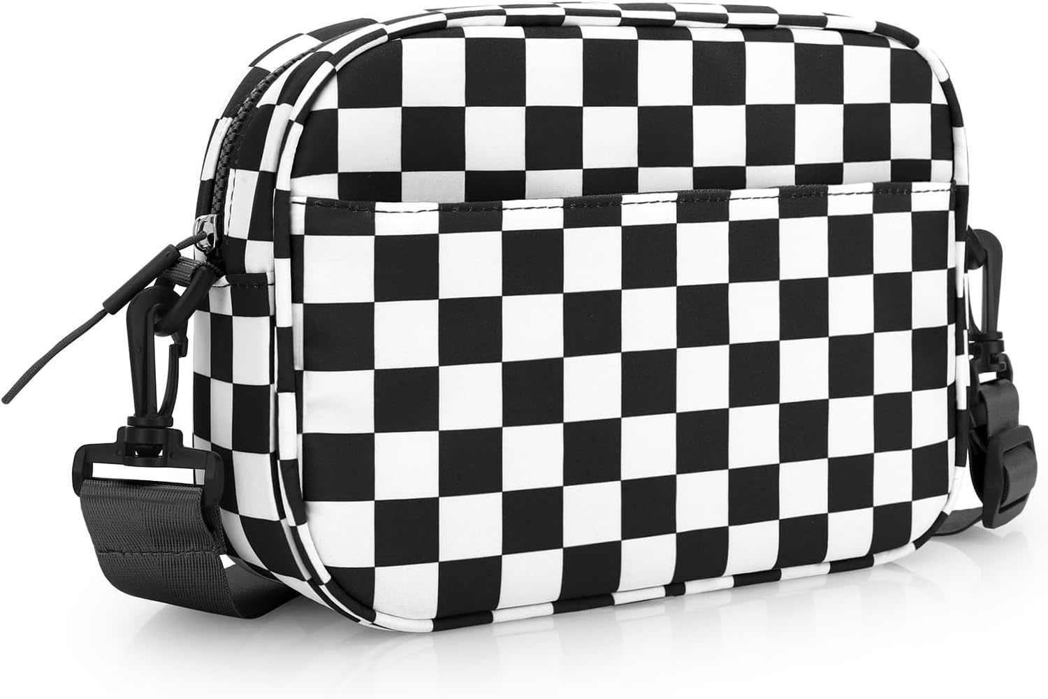 Black & White Checkered Crossbody Messenger Bag Secondary image