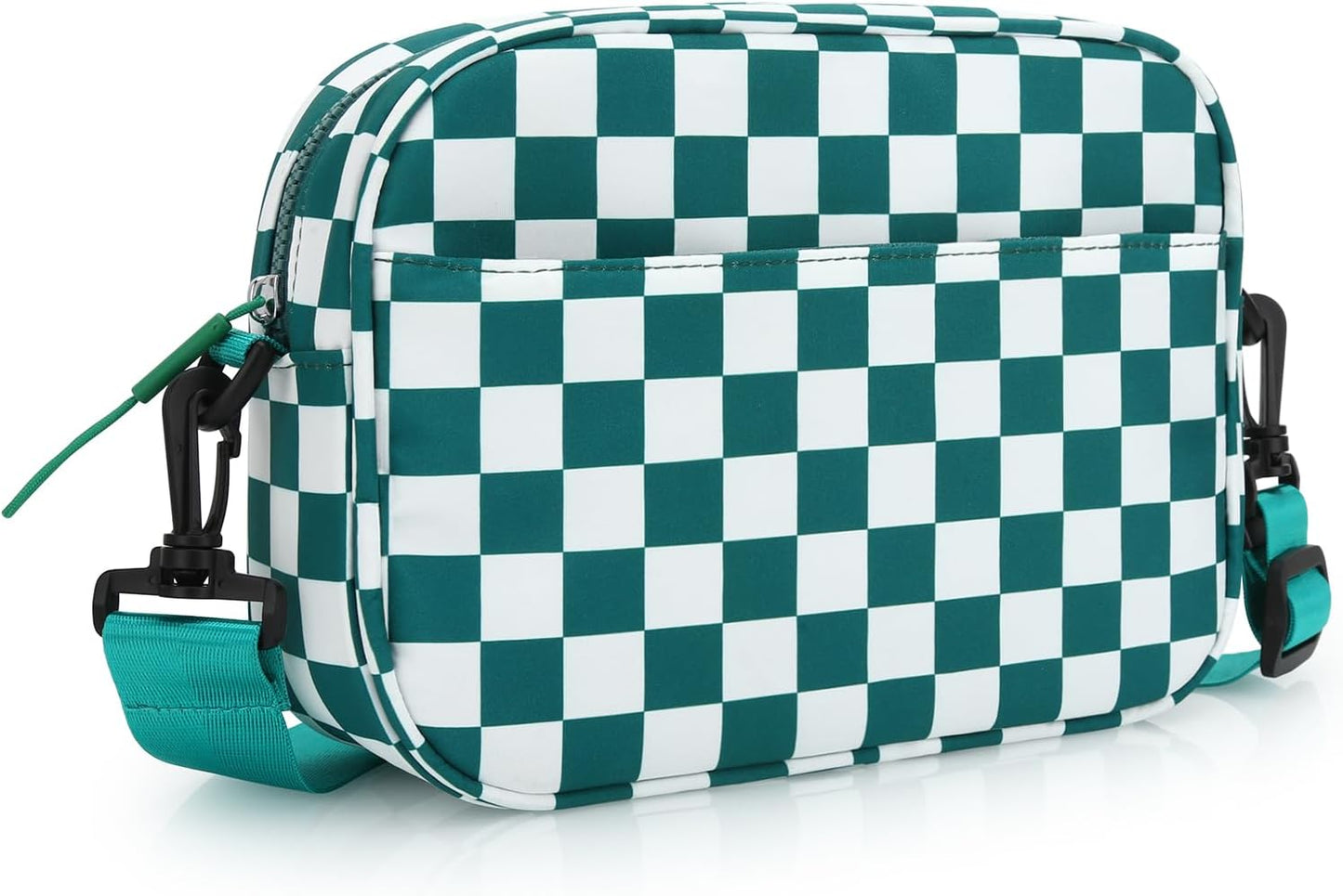 Black & White Checkered Crossbody Messenger Bag