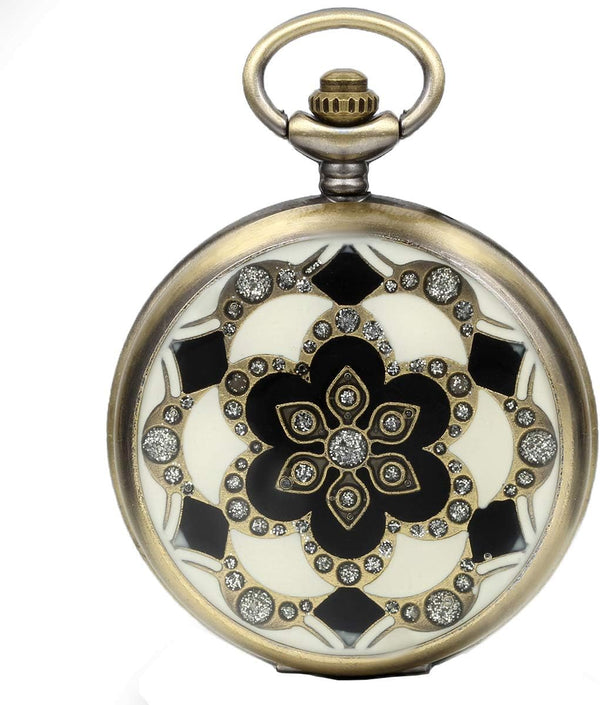 Bronze Flower Pocket Watch: Retro Vintage Pendant Watch with