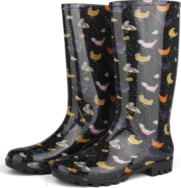 Tall Rain Boots For Women, Knee High Waterproof Slip On
