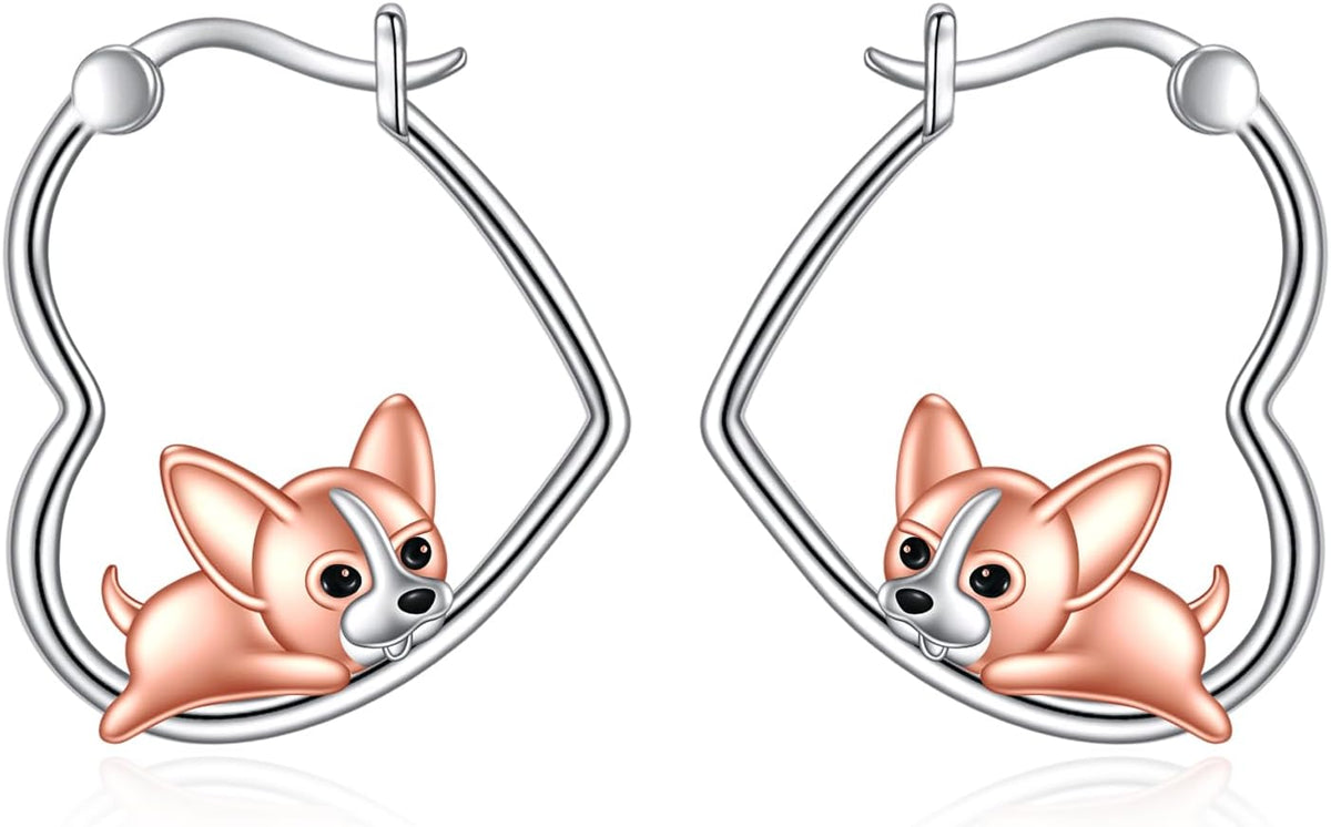 YFN Animal Earrings Sterling Silver Animal Heart Hoop Dangle Earrings Cute Jewelry Gifts for Women