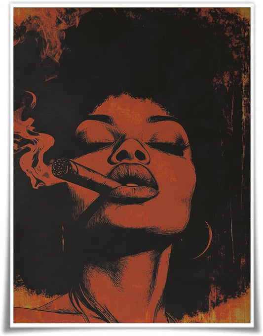 Vintage Film Noir Cigarette Woman Canvas Wall Art Print