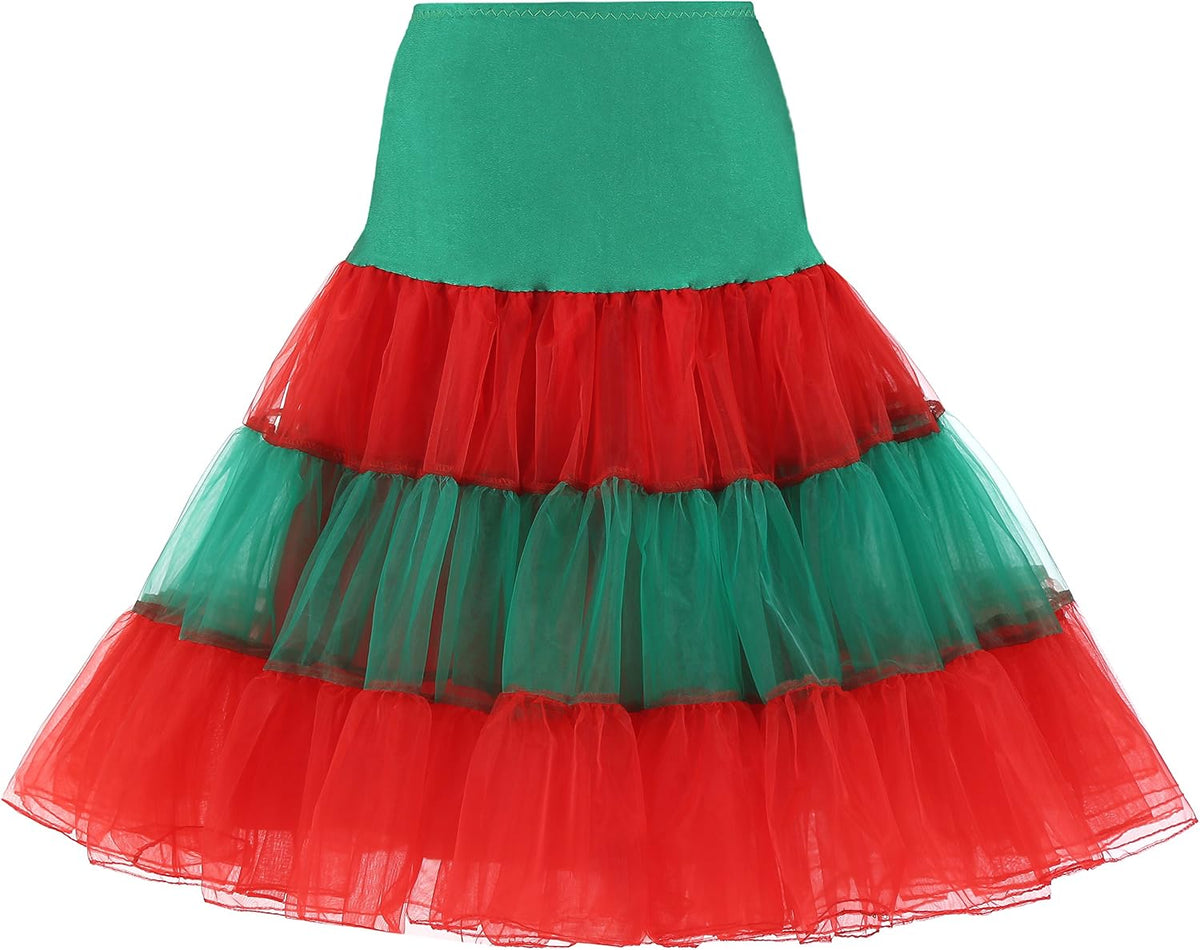 WOWBRIDAL Women's Vintage 50s Rockabilly Petticoat 25.59" Length Tutu Underskirt