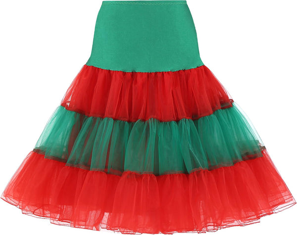 WOWBRIDAL Women's Vintage 50s Rockabilly Petticoat 25.59" Length Tutu Underskirt