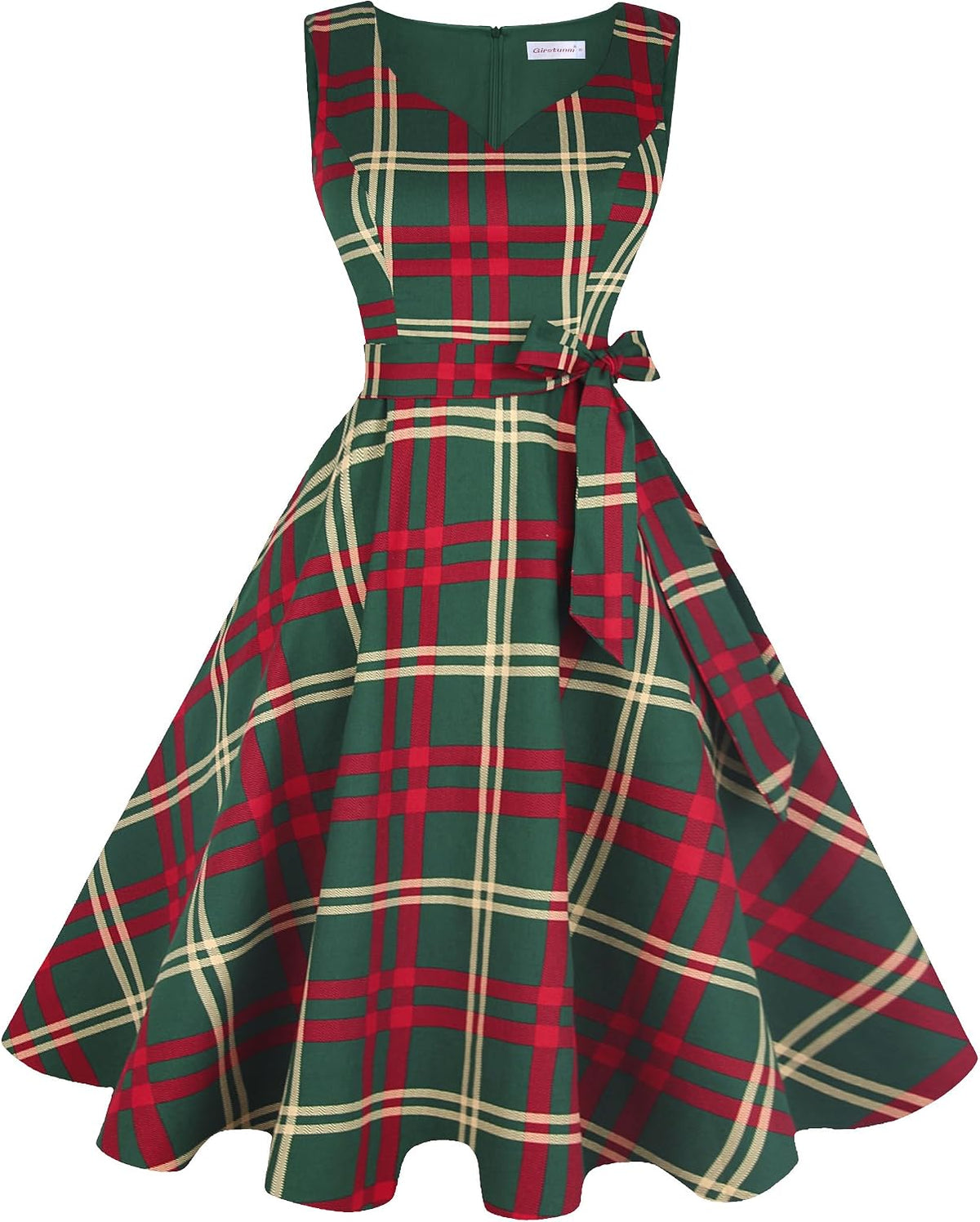 Girstunm 1950s Sleeveless Tea Party Swing Pockets Dress