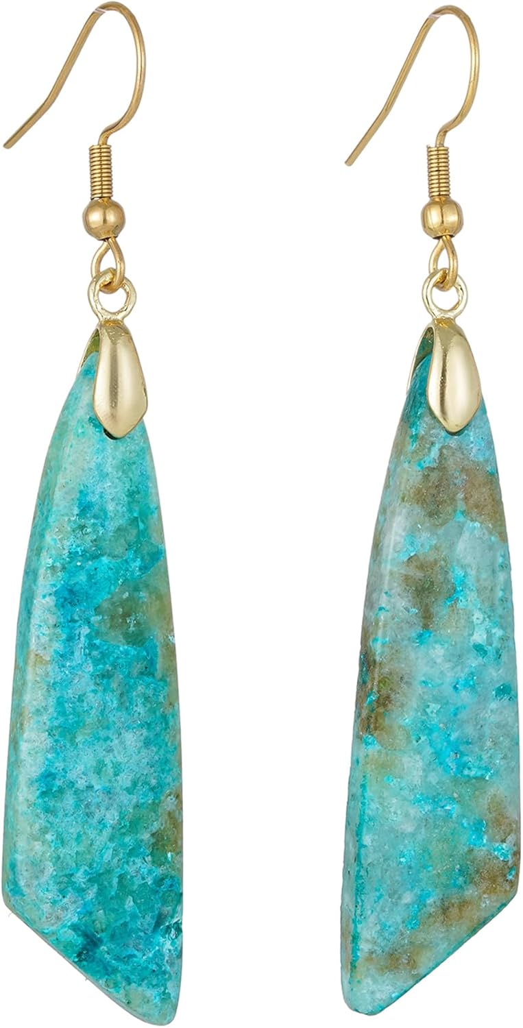 Natural Stone Long Drop Boho Earrings