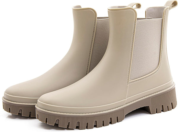 Women's Short Rain Boots Waterproof Chelsea Rain Boots For