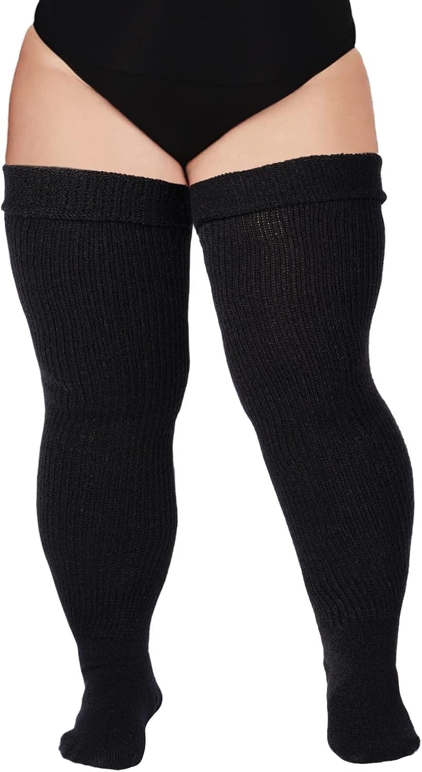 Moon Wood Plus Size Thigh High Socks for Thick Thighs- Women Extra Long Over the Knee Stockings- Halloween Socks Leg Warmers