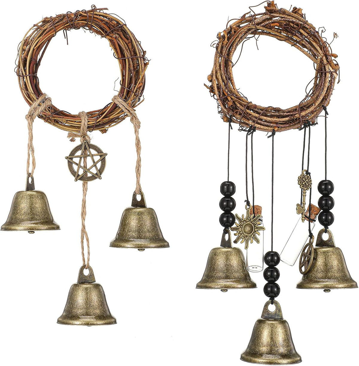 Jetec 2 Pcs Witch Bells for Door Witchy Decor Witchcraft Supply, Novel