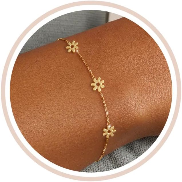 Gold Bracelets for Women Non Tarnish 14K Gold Plated Clover Bracelet