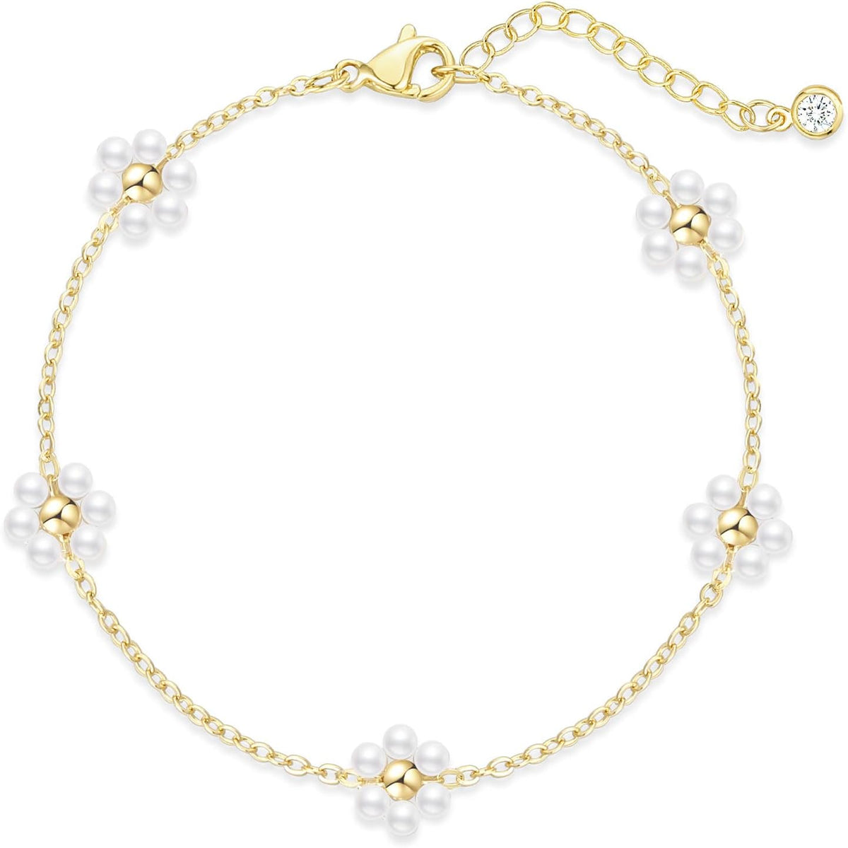 Gold Bracelets for Women Non Tarnish 14K Gold Plated Clover Bracelet
