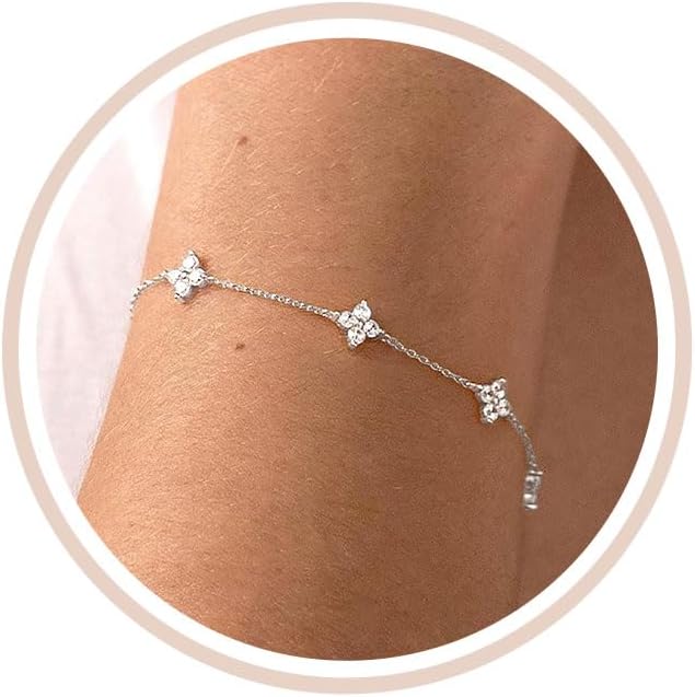 Gold Bracelets for Women Non Tarnish 14K Gold Plated Clover Bracelet
