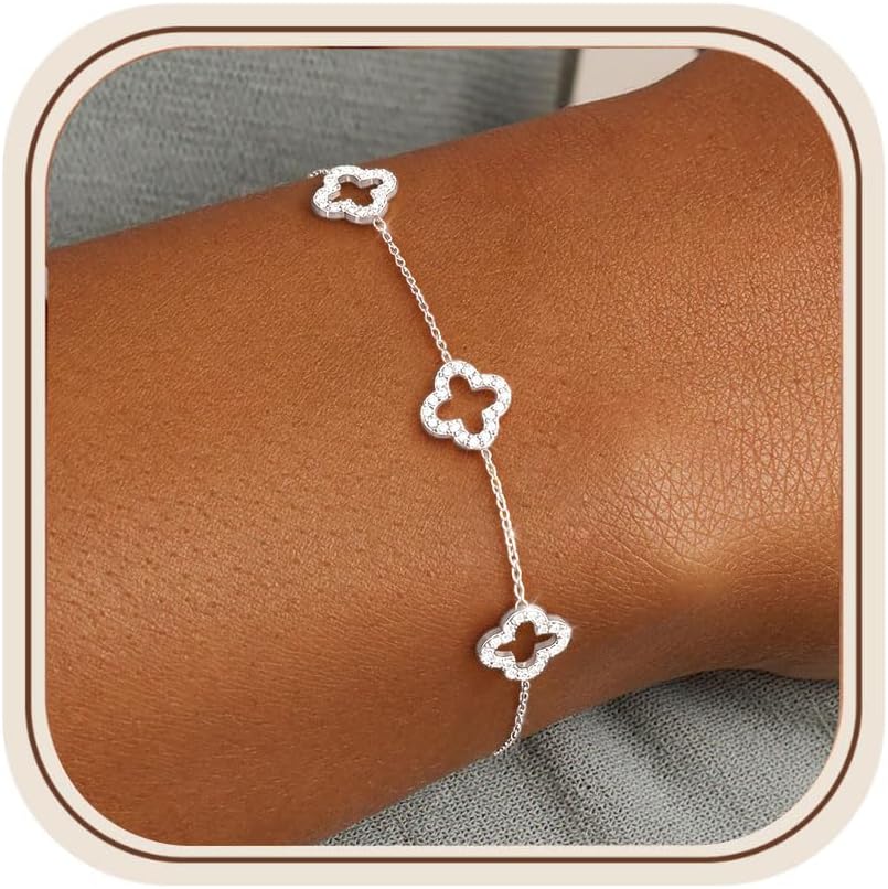 Gold Bracelets for Women Non Tarnish 14K Gold Plated Clover Bracelet