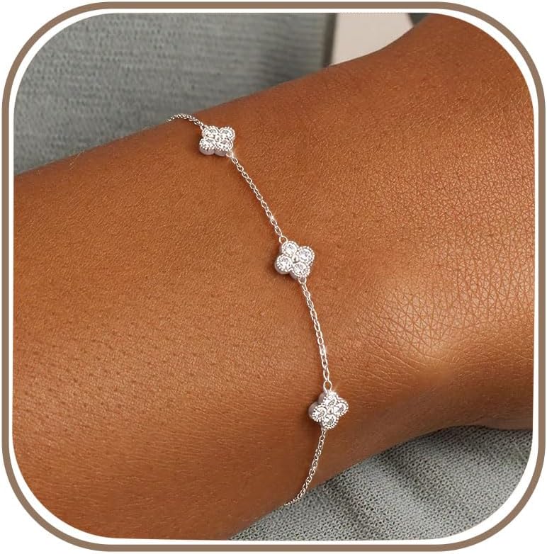 Gold Bracelets for Women Non Tarnish 14K Gold Plated Clover Bracelet