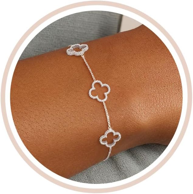 Gold Bracelets for Women Non Tarnish 14K Gold Plated Clover Bracelet