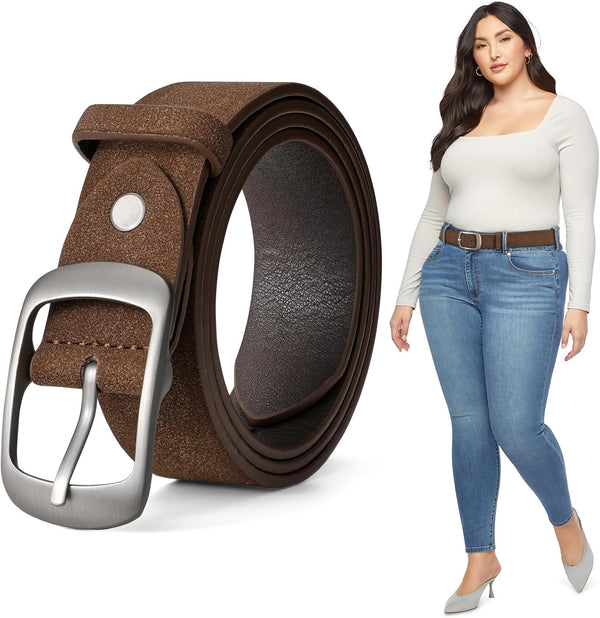 Plus Size Women Leather Belt Black Casual Waist Belt For