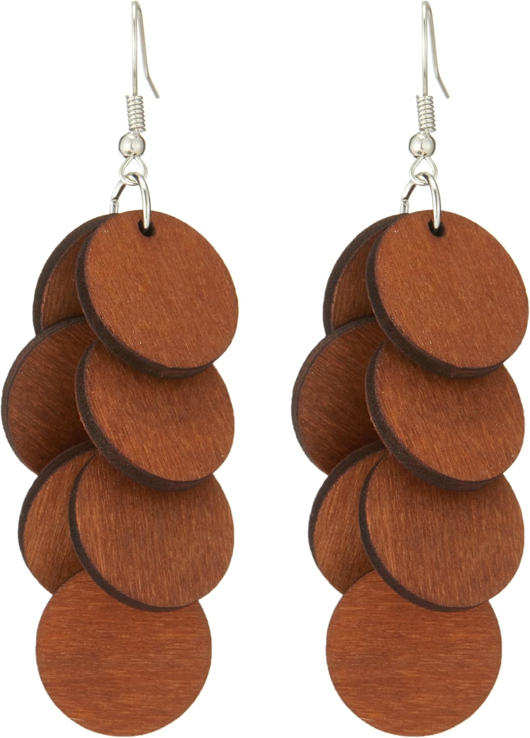 Bohemian Wooden Layered Disc Dangle Earrings