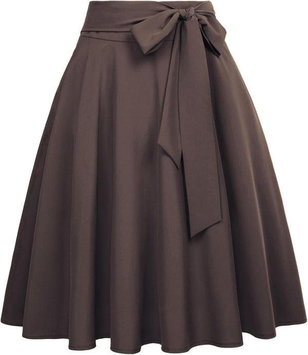 Belle Poque Women High Waisted A Line Skirt with Pockets