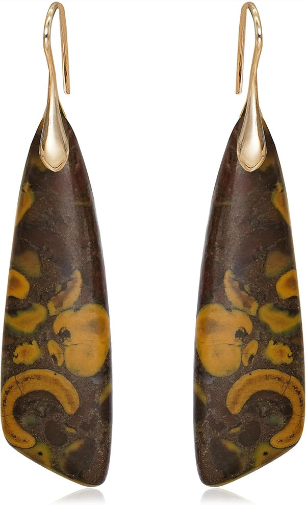 Natural Stone Triangle Boho Dangle Earrings