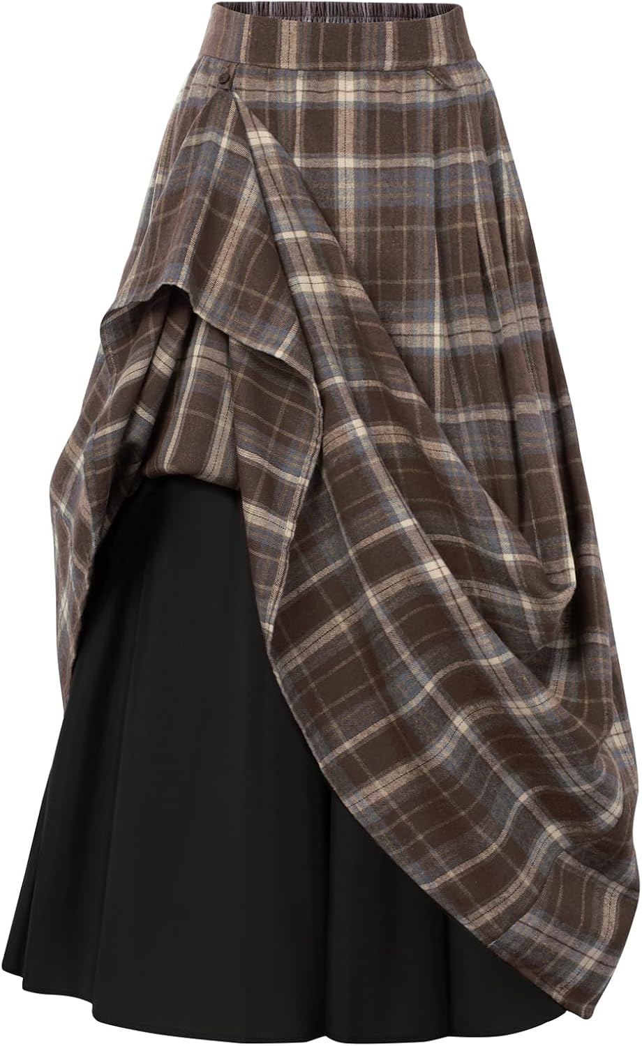 Scarlet Darkness Plaid Skirts for Women High Waist Layered Long Skirt