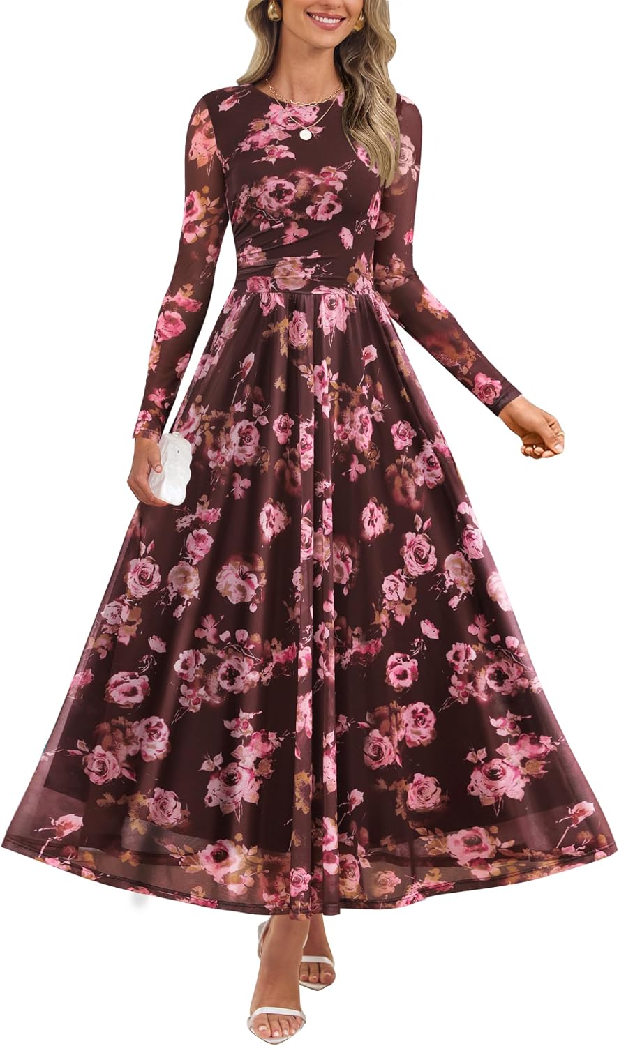ZESICA Women's Fall Long Sleeve Wedding Guest Dresses